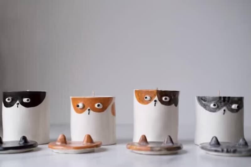 貓貓 香氛蠟燭罐 療癒貓咪 手作禮物 手捏陶瓷 居家香氛