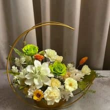 【花訴花藝】暖綠色系列永生桌花/開幕花禮/升遷花禮/祝賀花禮