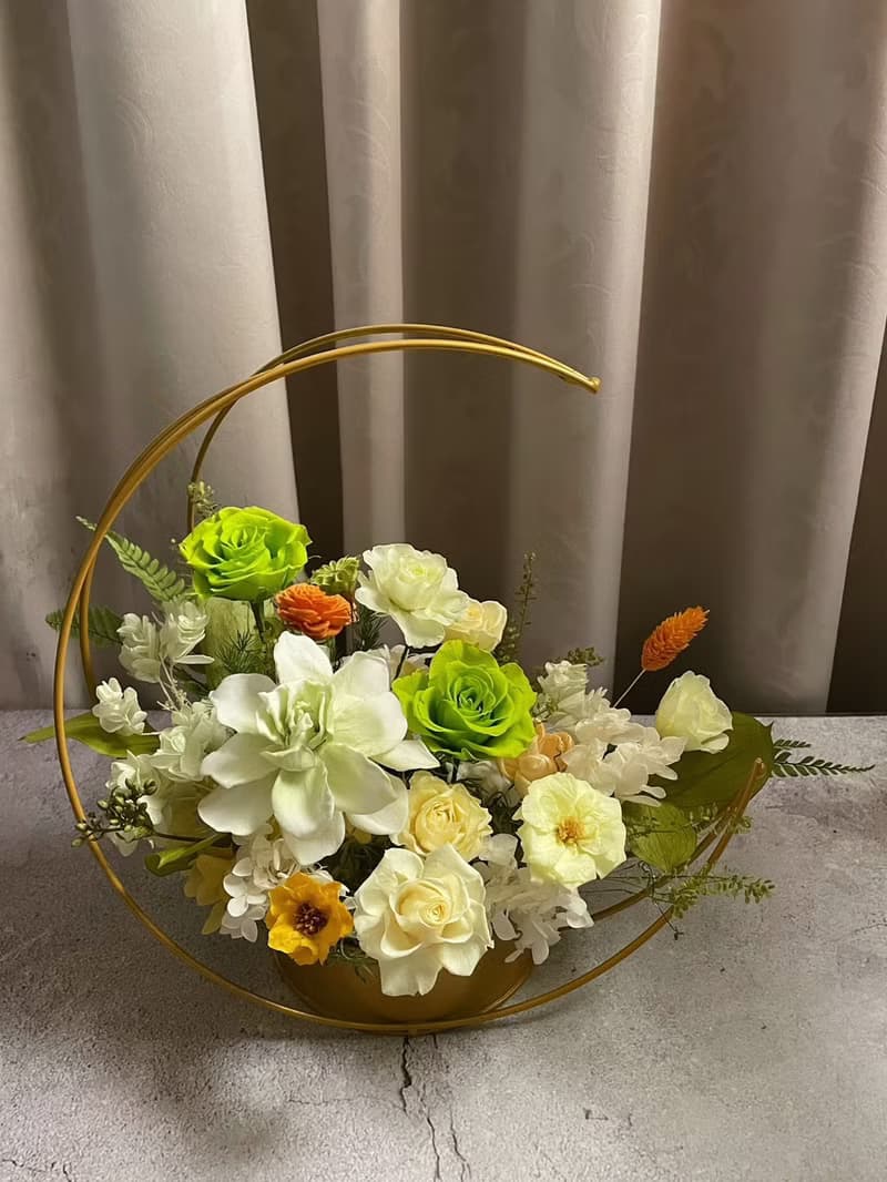 【花訴花藝】暖綠色系列永生桌花/開幕花禮/升遷花禮/祝賀花禮