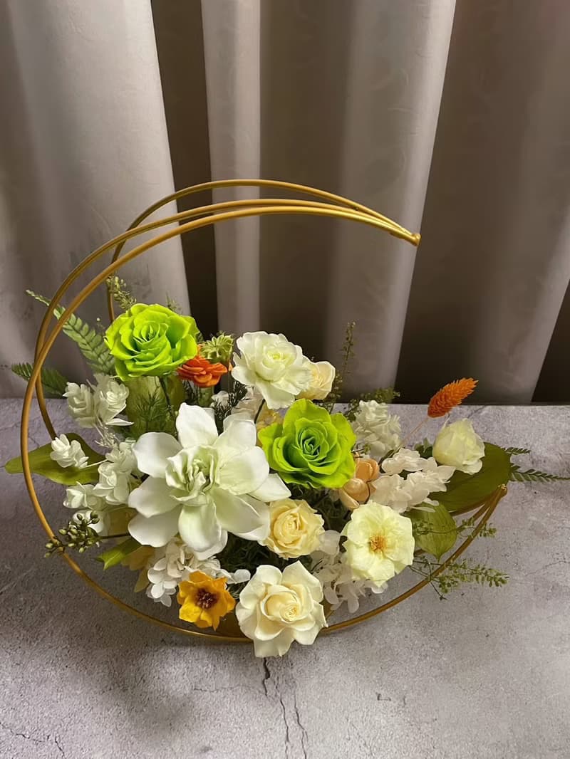 【花訴花藝】暖綠色系列永生桌花/開幕花禮/升遷花禮/祝賀花禮