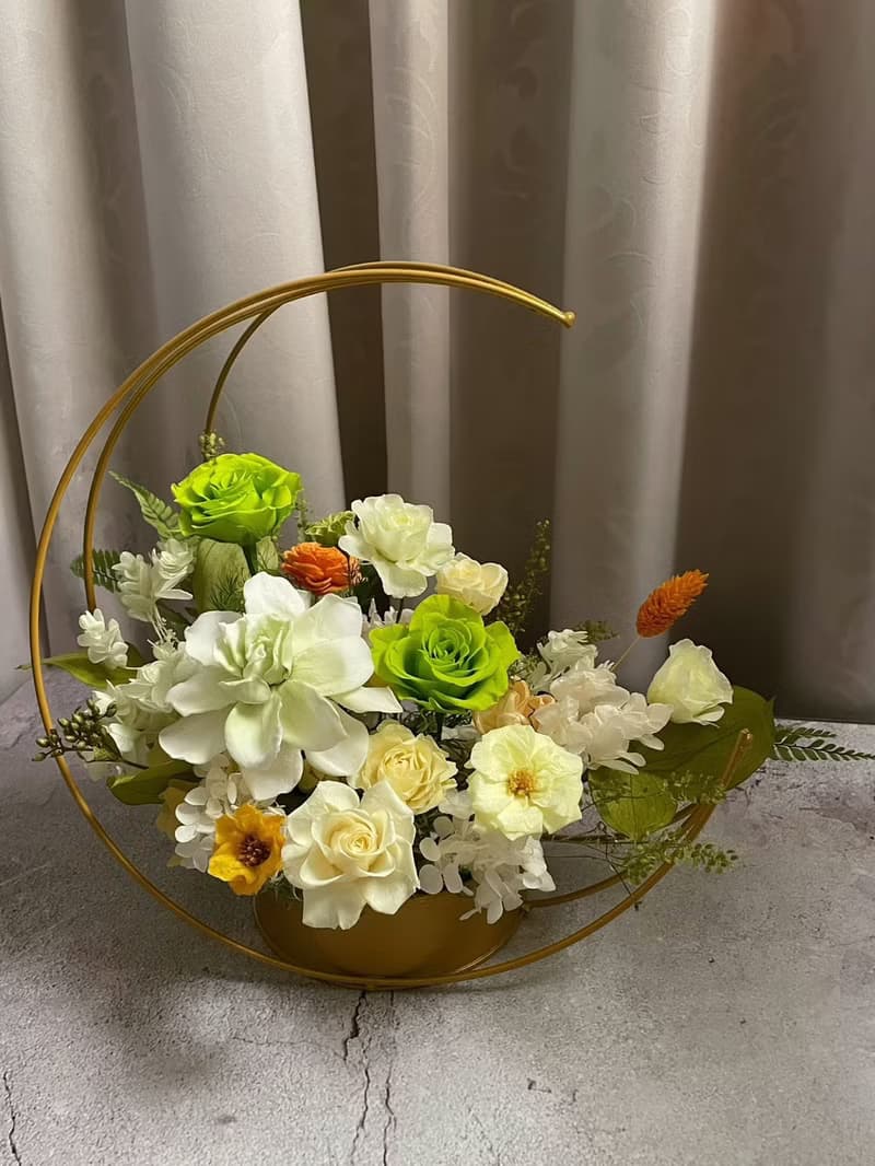 【花訴花藝】暖綠色系列永生桌花/開幕花禮/升遷花禮/祝賀花禮