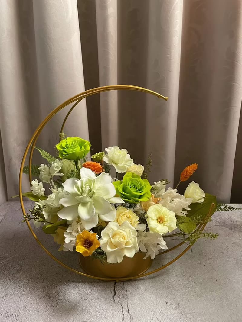 【花訴花藝】暖綠色系列永生桌花/開幕花禮/升遷花禮/祝賀花禮