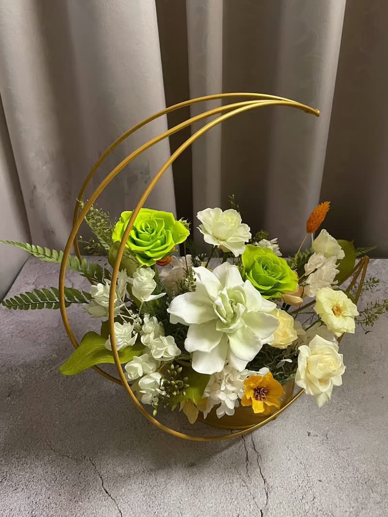 【花訴花藝】暖綠色系列永生桌花/開幕花禮/升遷花禮/祝賀花禮