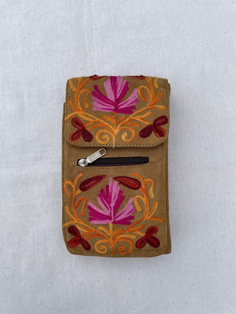 印度喀什米爾 純手工小羊皮刺繡側背小包