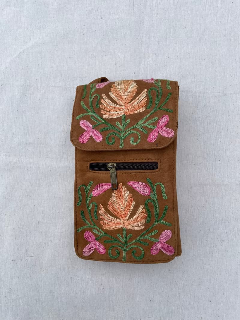 印度喀什米爾 純手工小羊皮刺繡側背小包