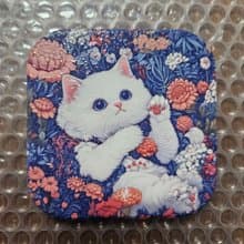 花草布偶貓-晶雕陶瓷吸水杯墊