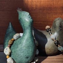 雪覆蓋の原石漆脈手鍊