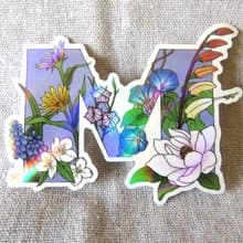 字母M - 極光花卉植物字母防水貼紙