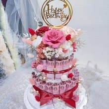 FengFlower 【雙層乾燥花有錢花蛋糕】不凋花/乾燥花/永生花/送禮