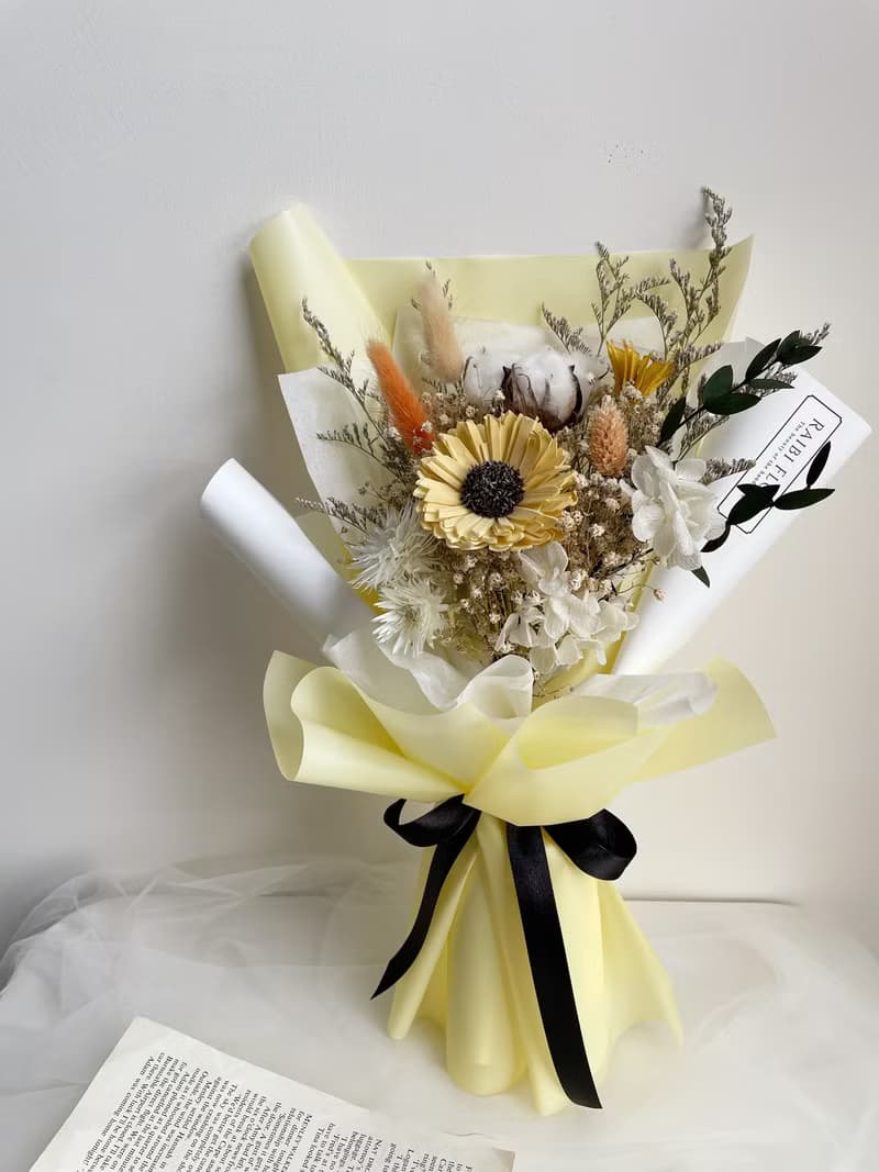 輕甜橙夏/向日葵/滿天星乾燥花/木棉花乾燥花/畢業花束