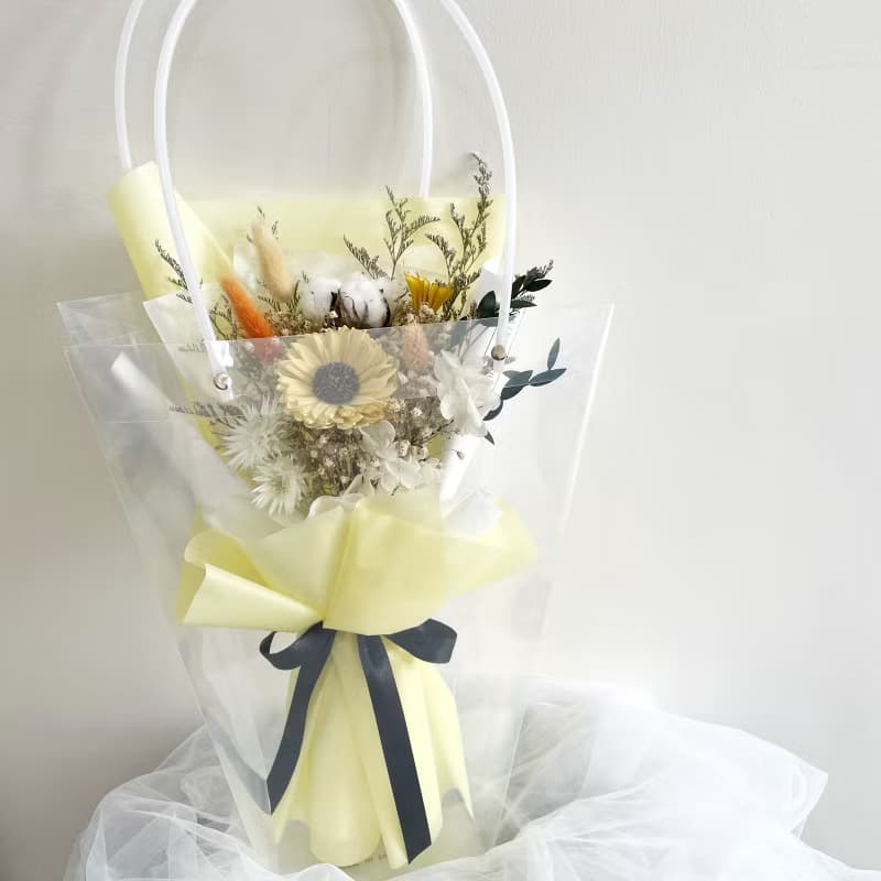 輕甜橙夏/向日葵/滿天星乾燥花/木棉花乾燥花/畢業花束