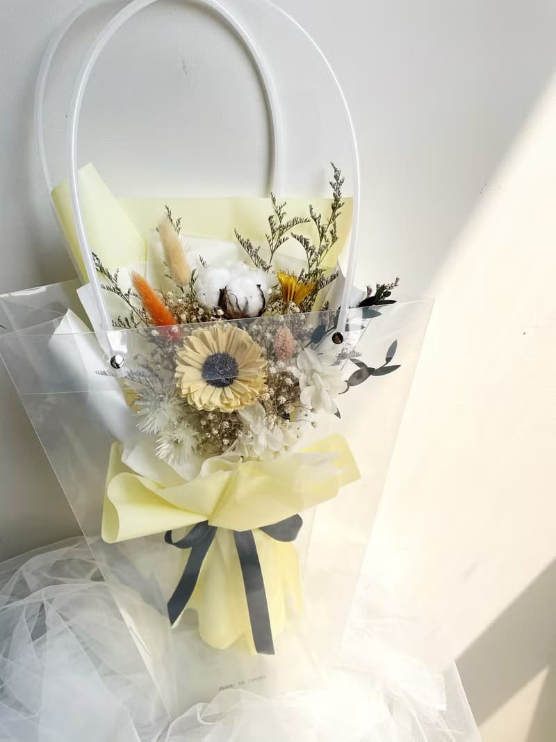 輕甜橙夏/向日葵/滿天星乾燥花/木棉花乾燥花/畢業花束