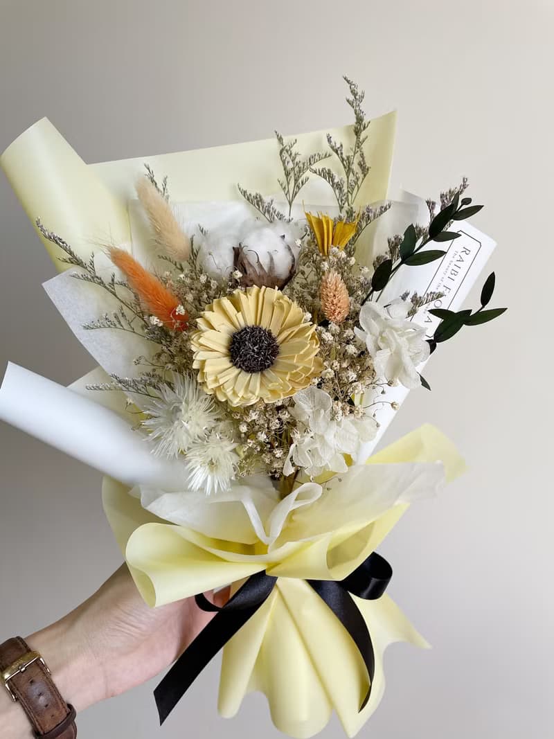 輕甜橙夏/向日葵/滿天星乾燥花/木棉花乾燥花/畢業花束