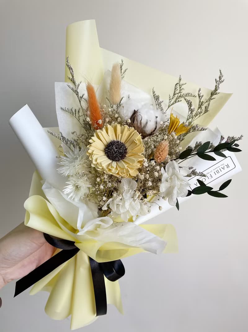 輕甜橙夏/向日葵/滿天星乾燥花/木棉花乾燥花/畢業花束