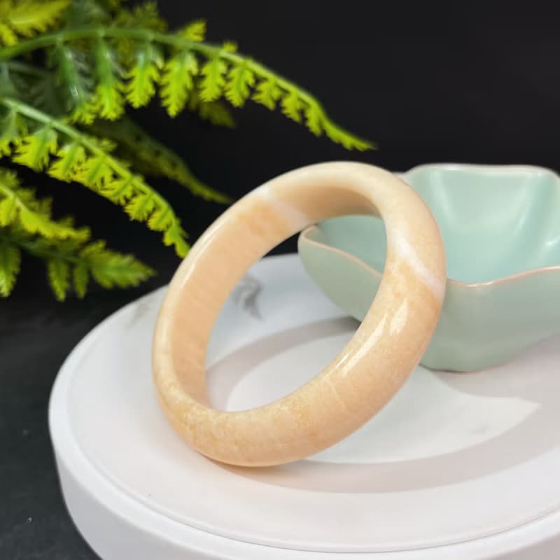 黃色方解石手鐲 58MM 玉化高瓷爆晶天眼碳酸鈣手環 清理負面能量