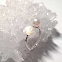 貝殼花海水Akoya珍珠純銀戒指
