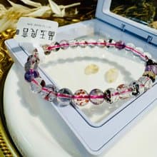 小精品透體彩超七6.5mm11.51g大片雲母片彼岸花手珠三輪骨幹水晶