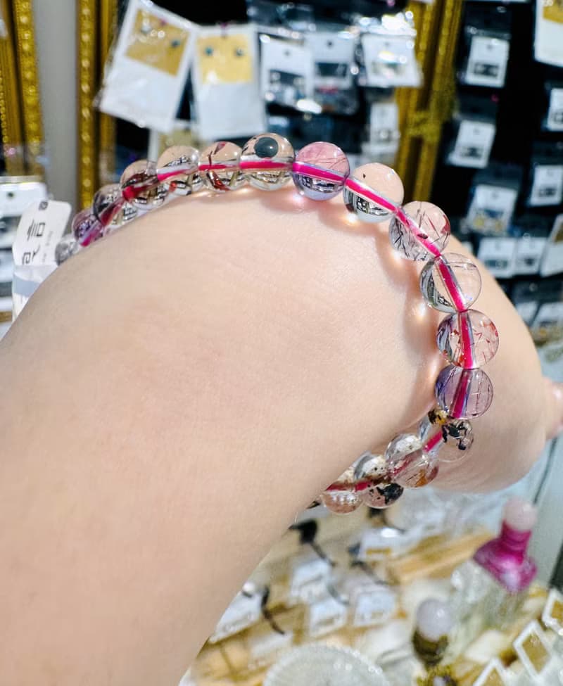 小精品透體彩超七6.5mm11.51g大片雲母片彼岸花手珠三輪骨幹水晶