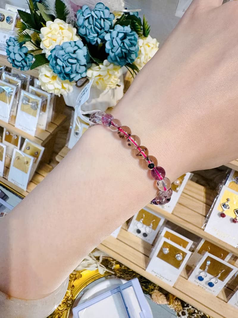 小精品透體彩超七6.5mm11.51g大片雲母片彼岸花手珠三輪骨幹水晶