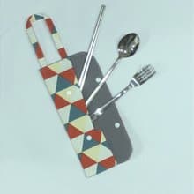 提把環保餐具套- 翠綠與橘三角型