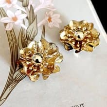 vintage jewelry  Coro 立體金花 夾式耳環