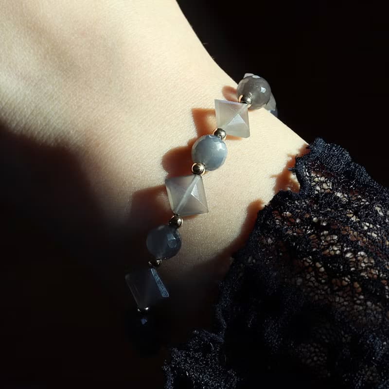 AA+ Gray Moonstone Bracelet 14KGF