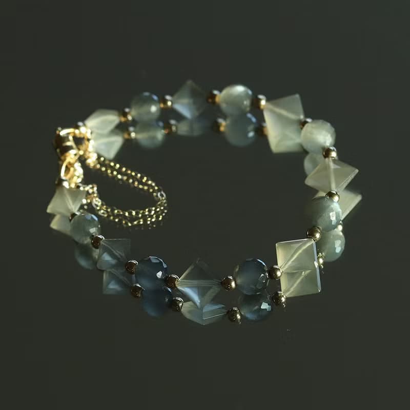 AA+ Gray Moonstone Bracelet 14KGF