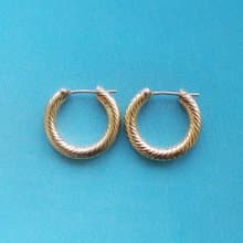Vintage Jewelry 西洋古董飾品 細緻金刷紋 小巧 小C圈 針式耳環