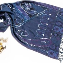 喀什米爾Cashmere/水煮羊毛披肩/針織圍巾/刺繡圍巾/羊絨披巾-花
