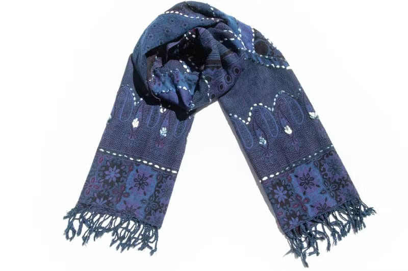 喀什米爾Cashmere/水煮羊毛披肩/針織圍巾/刺繡圍巾/羊絨披巾-花