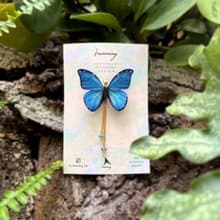 胸針 大藍閃蝶 刺繡 蝴蝶  生日 禮物 禮盒