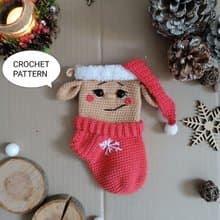 Crochet pattern Christmas stocking elf, Christmas amigurumi stocking
