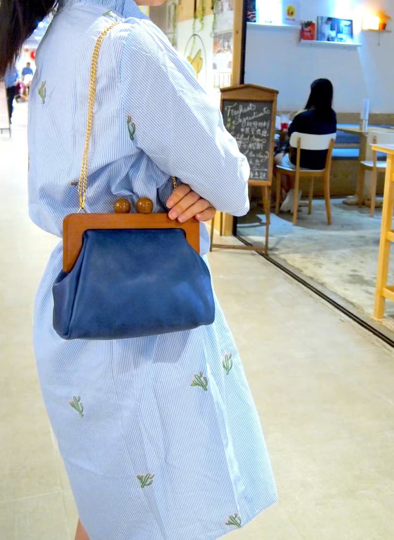 手縫懷舊木框 2用手袋: 60s TWIGGY Style 2-way Handbag