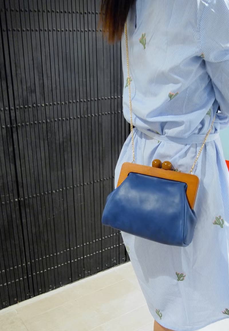 手縫懷舊木框 2用手袋: 60s TWIGGY Style 2-way Handbag