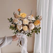 晨曦黃 歐式永生捧花32cm