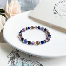 青金石 坦桑石 紫水晶 茶水晶 彩曜石 黑髮晶 14K包金設計手鍊