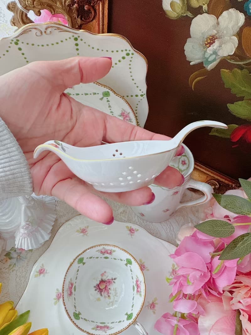 Royal crown derby 手繪玫瑰花束下午茶濾茶匙 完整庫存品