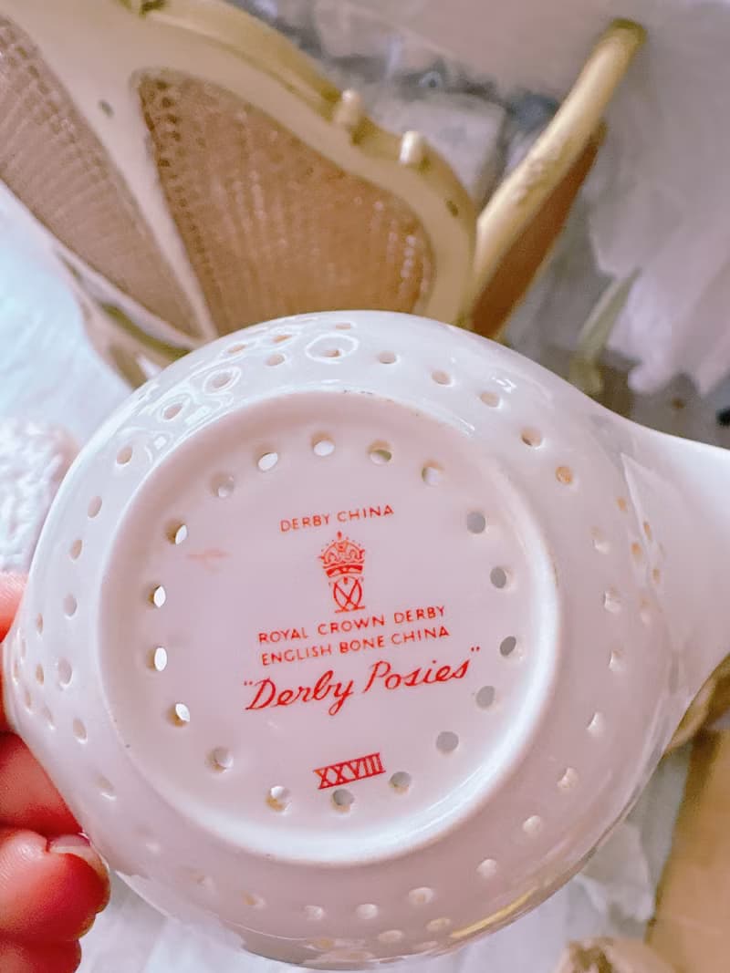 Royal crown derby 手繪玫瑰花束下午茶濾茶匙 完整庫存品