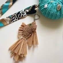 Raffia Fish Charm Handmade Bag Accessory  Summer Ocean-Inspired Keychain