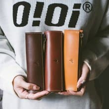真皮經典L型拉鍊筆袋 咖/紅棕Y/黃棕Y