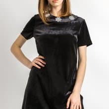 00s Woman Velour Michael Kors Midi Black Dress size Medium 5925