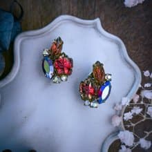 西德 楓葉與極光石耳環－歐洲古董首飾 Vintage Jewelry