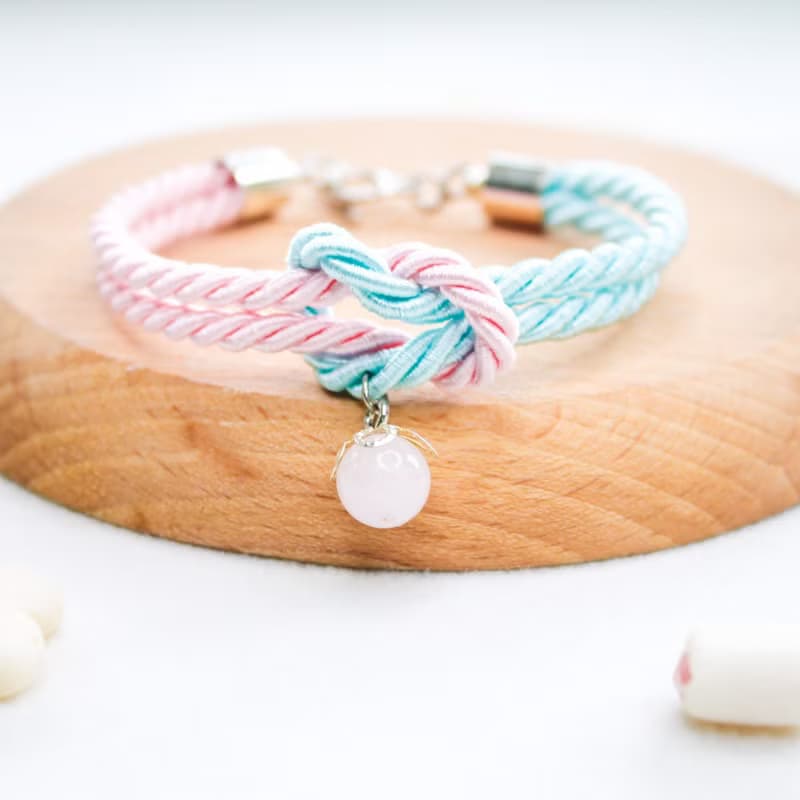 Mashmallows Rope Bracelet with Lucky Stone - Pink & Blue