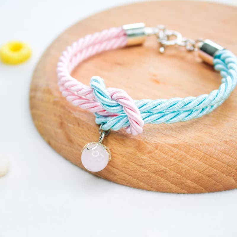 Mashmallows Rope Bracelet with Lucky Stone - Pink & Blue