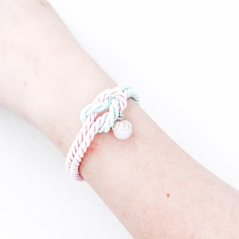 Mashmallows Rope Bracelet with Lucky Stone - Pink & Blue