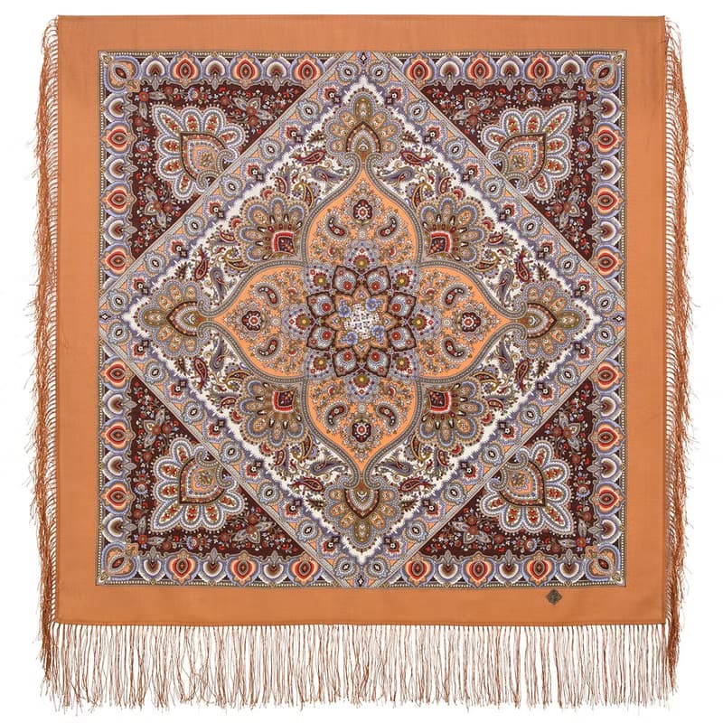 Authentic Pavlovo Posad Russian Shawl Scarf Soft 100% Wool 89x89 cm 1919-2