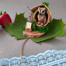 微型针织收藏绿牛小雕像