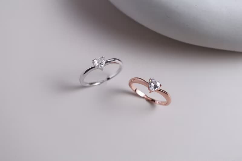 放閃。愛心鑽純銀戒指