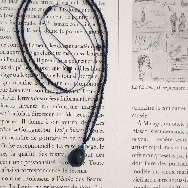 Blue Long Drop Necklace