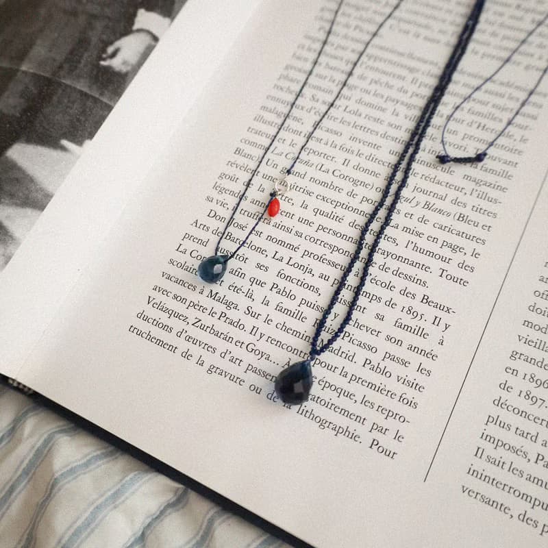Blue Long Drop Necklace